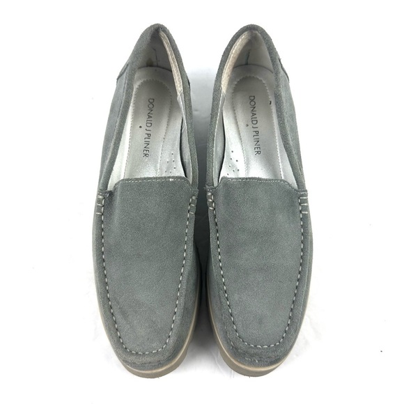 Donald Pliner Rio Loafer Gray Suede Leather Slip On Shoes Womens - Picture 2 of 12